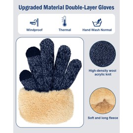 SUTIYO Winter Gloves Women's Thermal Gloves Men's Touchscreen Thickened Winter Gloves with Warm Fleece Lining Bicycle Driving Skiing, navy