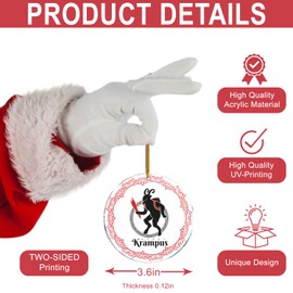 Christmas Ornaments Decorations - 3.6 in Acrylic Two Sided Printing - Ornament Exchange Gifts Funny (Merry Krampus Gruss Vom Krampus Horror Christmas)