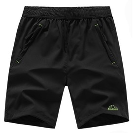 Gopune Men's Outdoor Moisture-Wicking Quick Dry Shorts, Sports, Running, Includes Zippered Pocket, 02black