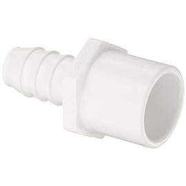 Spears 460-N Series PVC Pipe Fitting, Nesting Adapter, Schedule 40, White, 3/4" Barbed x 1" Spigot x 3/4" Socket