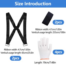 Lifting Straps for Movers, 2 PCS Furniture Moving Straps with 2 Pairs Gloves Adjustable Lifting Moving Mobility System for Furniture, Appliances, Mattresses