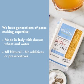 DeLallo Acini di Pepe Pasta, 1 Pound Bag, (7 Pack), Pastina Pasta Noodles from Italy, Bronze Cut, Made Only with 100% Durum Wheat Semolina Flour, Kosher, Non-GMO, Vegan