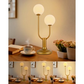 Lightdot Globe Table Lamp for Bedroom Mid Century Modern Gold Small Desk Lamp Dimmable 3000K Warmwhite Nightstands Lamp Bedside Table Lamp for Living Room Home Office(G9 Bulbs Included)