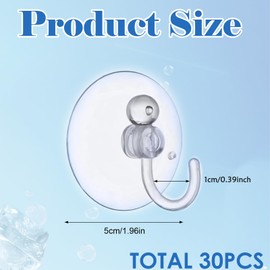Suction Cup Hooks – Heavy-Duty Transparent Hooks, Easy Installation, Reusable, Set of 30, Ideal for Home & Outdoors