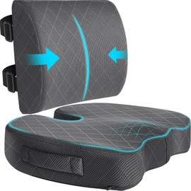 TushGuard Back&Seat Cushion, Car Seat Office Chair Cushions, Sciatica & Back Coccyx Tailbone Discomfort Easing Chair Pad, Memory Foam Lumbar Support Pillow for Home, Car, Office (Grey, X-Large)