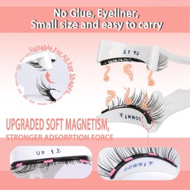 Pestañas Magnéticas Pestañas Postizas de Aspecto Natural con Aplicador Sin Pegamento Kit de Pestañas Falsas Magnéticas Pestañas de Banda Transparente Wispy Pestañas Reutilizables sin Eyeliner (L01)