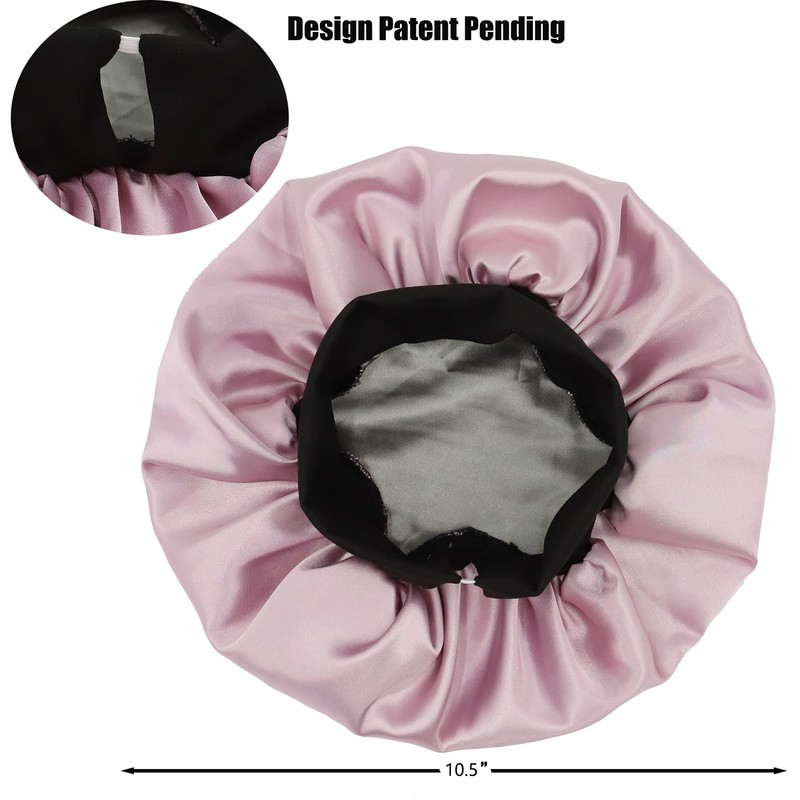 SENGTERM Kids Satin Bonnet Double Layer Wide Elastic Band Sleep
