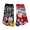 [Mode Select] Women's 5 Toe Socks, Characters, 2 Pairs Set,