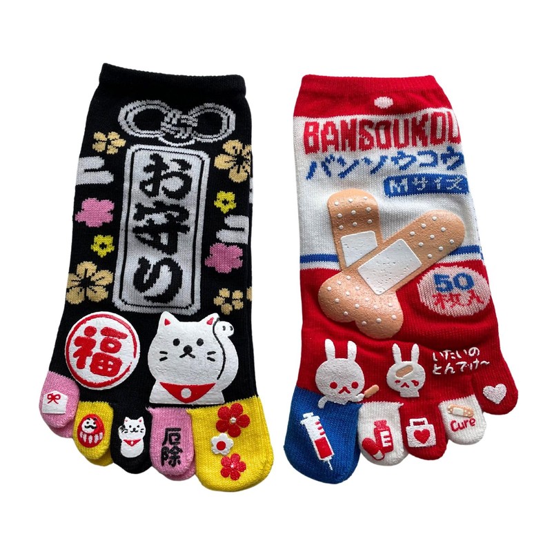 [Mode Select] Women's 5 Toe Socks, Characters, 2 Pairs Set,