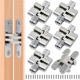 behone Pack of 6 180° Hidden Hinge, Kitchen Cabinet Door Hinges, Without Pot Hole Door Corner Stop and Inner Stop Door Hinges Kitchen Cabinet Wardrobe Cabinet Door Furniture with Screws