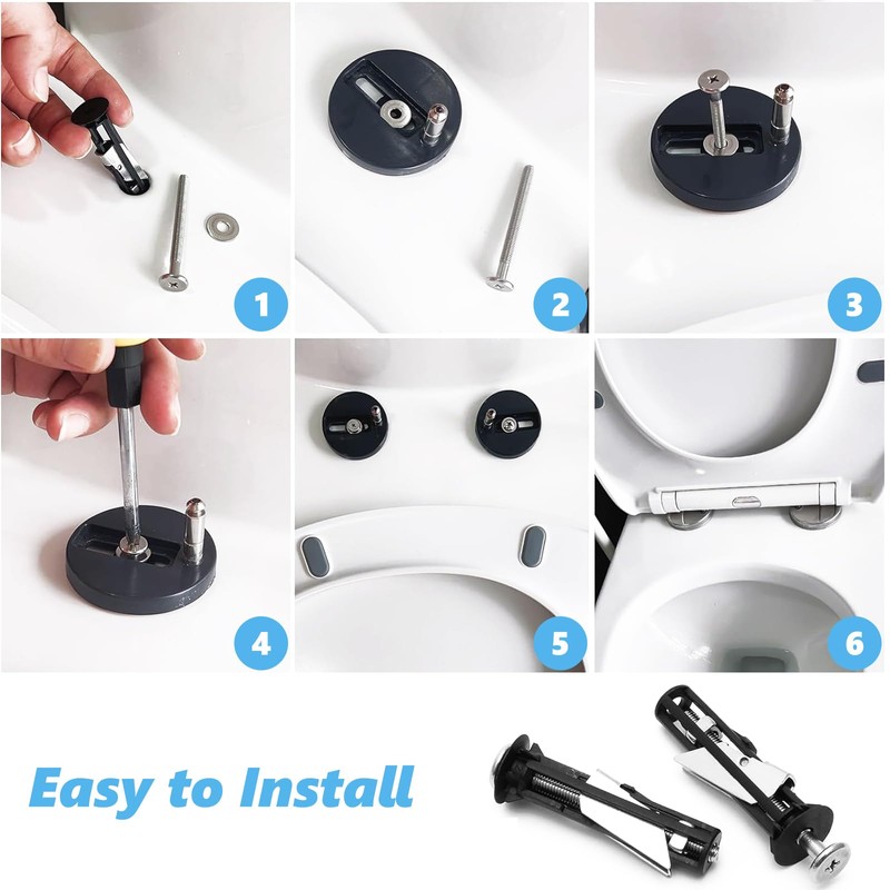 2 Pcs Universal Toilet Seat Bolts and Screws, Quick Release