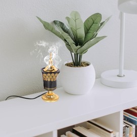 Alipis Electric Incense Burner Bakhoor Incense Burner Middle Eastern Style Tabletop Electric Censer Vintage Arabic Aroma Burner Oud Frankincense Burner for Yoga Spa Black