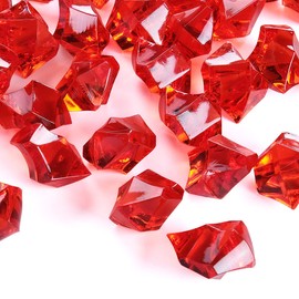 Babenest Acrylic Crushed Ice Rocks, 150 PCS Fake Crystals Plastic Ice Cubes Diamonds Gems for Vase Fillers, Home Decoration, Table Scatter, Event, Wedding, Arts & Crafts (Red)
