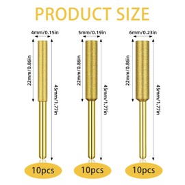 Pack of 30 Diamond Chainsaw Sharpeners, Chainsaw Blade Sharpening Stone, Chainsaw Sharpening Head, 3 Different Sizes, Suitable for Grinding Saw Chains, Polishing Jade