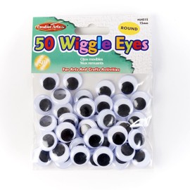 Creative Arts by Charles Leonard Wiggle Eyes, Round, 15mm, Black, 50/Bag (64515)