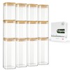 LIBWYS 12-Pack Square Glass Storage Jars with Bamboo Lids (0.6Qt/1.06Qt)