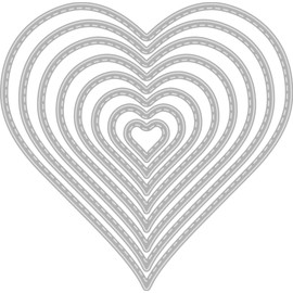 Rayher Heart Cutting Dies with Stitching on the Edge, Set of 8, Hearts 1.2 - 8.4 cm Diameter, for Paper Design, Card Making, Scrapbooking and Much More, Embossing Stencils, Steel, 50282000