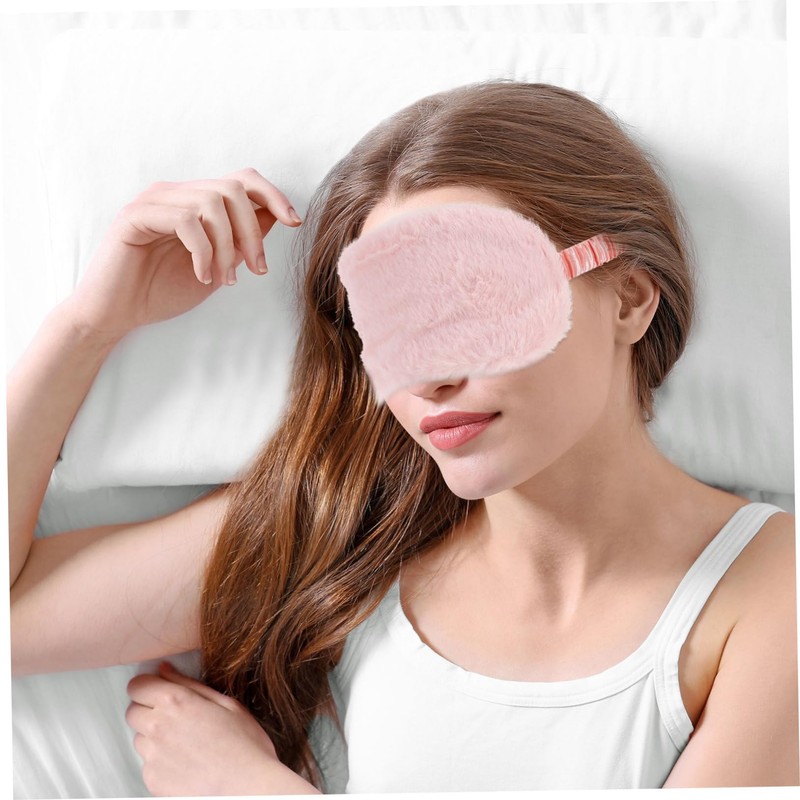 SAFIGLE 2pcs Fluffy Plush Eye Mask Soft Sleeping Blindfold for