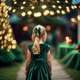 Elegant Velvet Girl Hair Bow - Christmas Girl Hair Bow (Green)