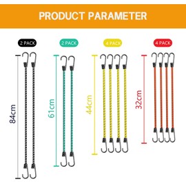 12 PCS Bungee Cords with Hooks Bungee Straps Heavy Duty Bungee Cord Weatherproof & Scratch Resistant Elastic Tie Down Straps for Securing Tarp, Luggage, Tents, Bikes, Camping Gear, Garden Furniture