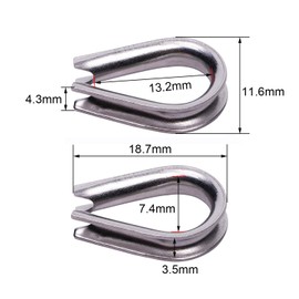 Penta Angel M2 304 Stainless Steel 1/16" - 3/32" Diameter Wire Rope Cable Thimbles Rigging 20PCS(M2)