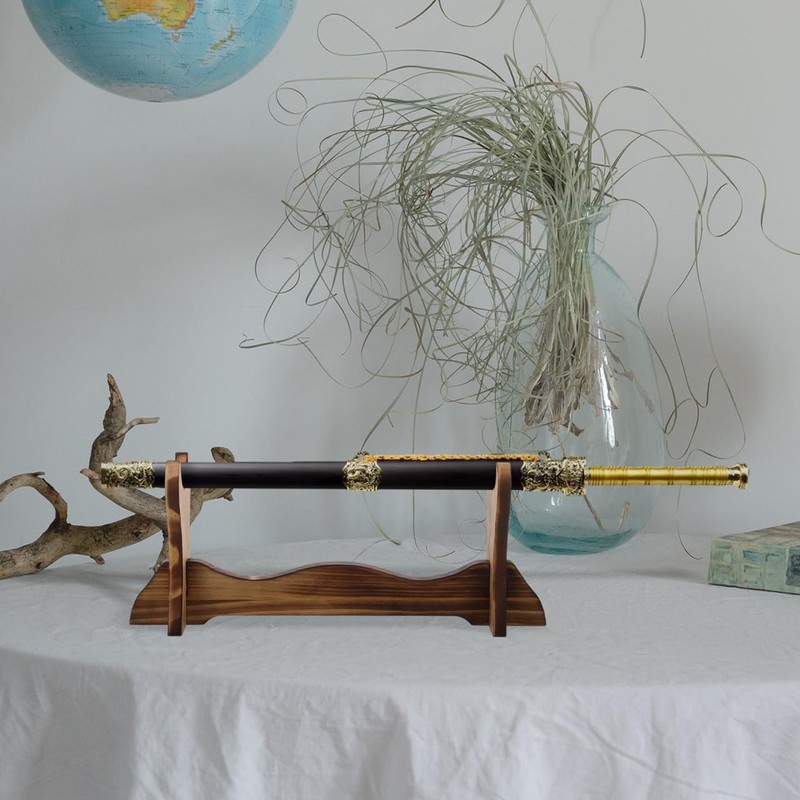HOLIDYOYO Wooden Sword Stand, Light Brown Flute Display Rack, Single