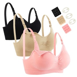 HomeChi Brasier de Lactancia para Mujer - Pack de 3 Sujetadores de Maternidad sin Ajustables Costuras para una Comodidad Óptima - Sujetador Inalámbrico Embarazo y Lactancia con Almohadilla Extraíbles