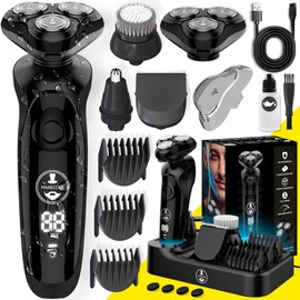 7-in-1 Electric Razor for Men with USB Charging Station - Shaver with Floating 8 Contouring Technology and IQ Cleaning Sensor