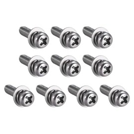 TA-VIGOR 10pcs M4 x 14mm Phillips Pan Head Machine Screws Bolts with Spring and Plain Washers, 304 Stainless Steel Phillips Machine Screw for Heavy-duty Fastening