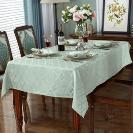 SASTYBALE Jacquard Spring Sage Green Tablecloth, Flower Patterns Table Cloth Spill Proof Wrinkle Resistant Table Cover for Kitchen Dining Tabletop Decoration (Rectangle, 60" x 120" (10-12 Seats))