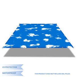 E&K 7'x11' Waterproof Sun Shade Sail Straight Edge Rectangle Canopy Shade Cover with Grommets UV Block for Pergola Backyard Garden Patio Deck Outdoor (Sky Blue)