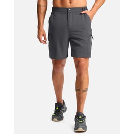 Pudolla - Pantalones cortos de senderismo para hombre, de 7 pulgadas, ligeros, de secado rápido, casuales, para trabajo, para hombres, viajes de verano, golf, con 5 bolsillos, Carbón vegetal, X-Large