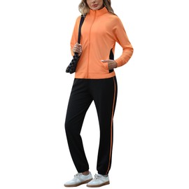 Marvmys Sweatsuits for Women Long Sleeve Tracksuit Workout Set 2 Piece Jogger Sweat Track Suit Jogging Set with Zip Up Jacket