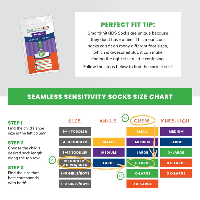 SmartKnitKIDS Seamless Sensitivity Socks for Sensory Issues - Made in