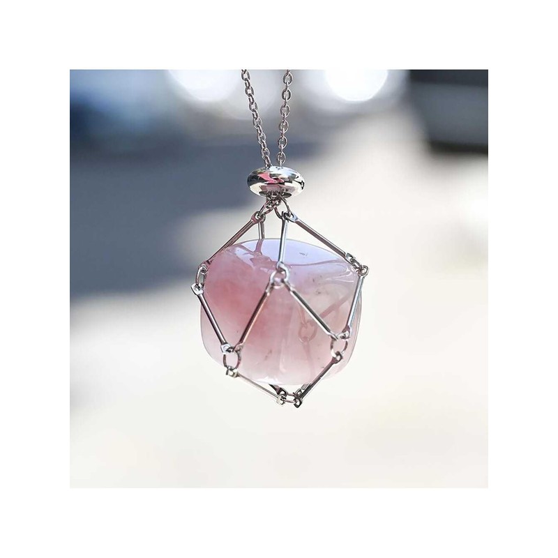 Crystal Holder Necklace Cage for Stone Adjustable Natural Crystal Cage