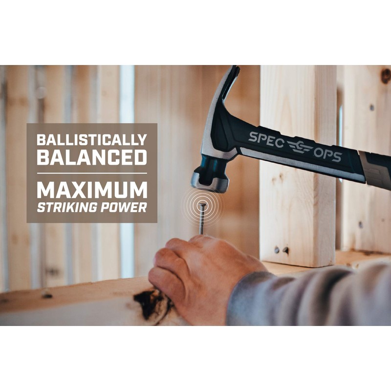 Spec Ops Tools Nailing Hammer, 20 oz, Rip Claw, Smooth
