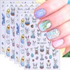 6 Sheets Easter Nail Art Stickers 3D Self-Adhesive Bunny Nail