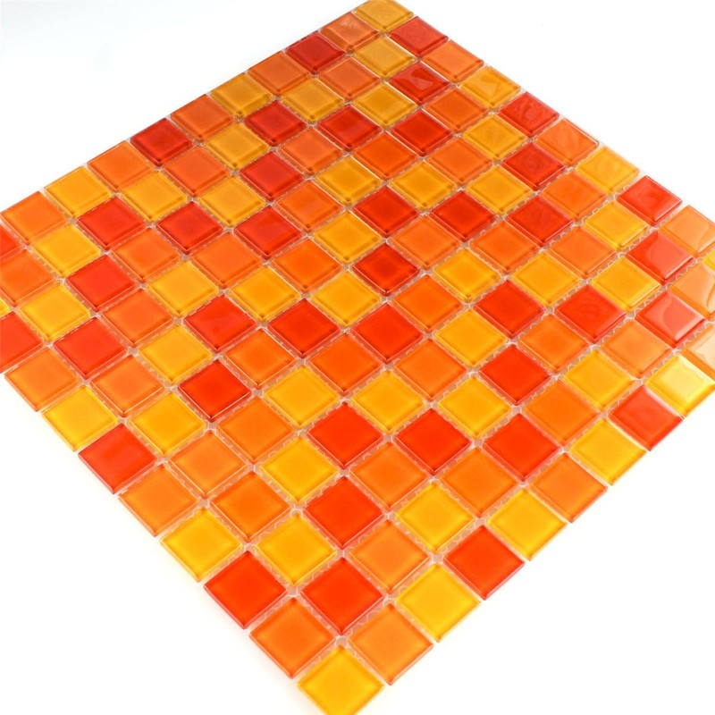 Glass Mosaic Tiles Red Orange Yellow