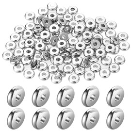 100 Pcs Flat Disc Spacer Beads Silver Beads with Hole Stainless Steel Spacer Beads Plated Round Loose Charm Caps Beads for DIY Jewelry Making Bracelet Necklace Crafting (6mm)