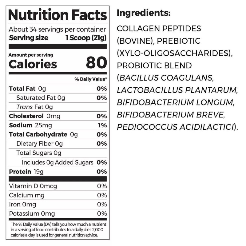 Generic Orgain Collagen Peptides + Probiotics, Unflavored, 1.6 lbs