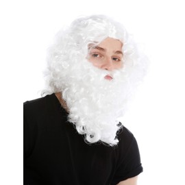 WIG ME UP - 8115-A+B-P68 Wig Beard Full Beard Set White Hermit Hermit Prophet Moses Noah Wizard Magician Santa Claus