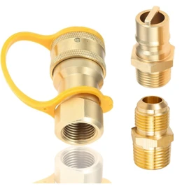 MCAMPAS 1/2" Gas Quick Connect Kit - Solid Brass Natural Gas & Propane Quick-Connect/Disconnect Adapter for Grill, Heater, Fireplace, Generator