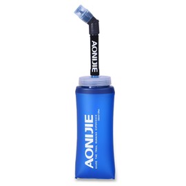 TRIWONDER TPU Botella Soft Flask Bolsa de Hidratación Plegable a Prueba de Fugas Ideal para Mochila de Hidratación para Correr Ciclismo Senderismo (350ml - con Pajita)