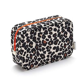 Victoria Green Large Makeup Bag Leopard Tan