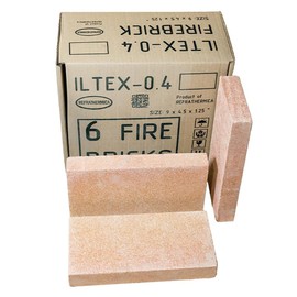 RTH-USA ILTEX-0.4 Ultralight Fire Insulation Bricks – Box of 6, 9” x 4.5” x 1.25” – High Thermal Insulation, Low Conductivity, Eco-Friendly – Max Service Temp 1562°F (850°C)