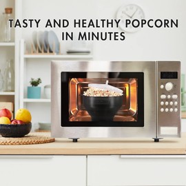 The Original Korcci Popcorn Popcorn Popper de silicona para microondas, sin BPA, tazón plegable para hacer palomitas de maíz, apto para lavaplatos, color negro