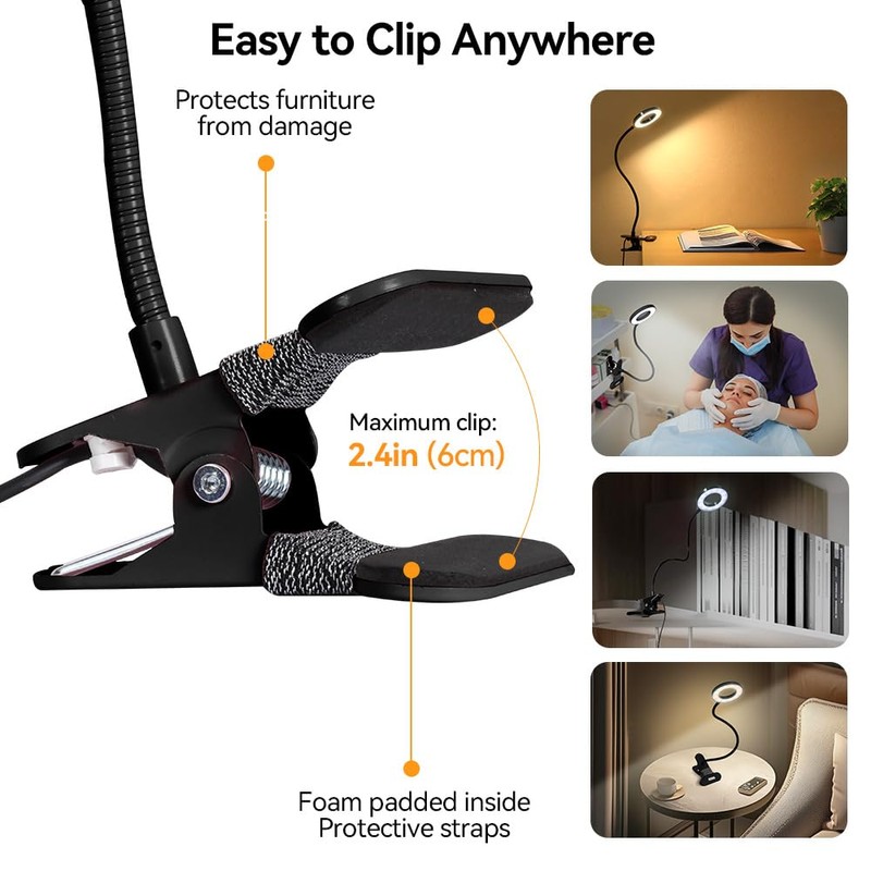 Skymore Clip on Light, Reading Light Book Light with Clamp,