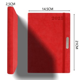 Diary 2025 Daily Planner A5 Hardcover 200 Pages One Day to Page Planner with Colourful Monthly Dividers Pen Holder Bookmark with Ribbon Thick Paper Notebook