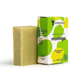 Extraherbos Jabón Artesanal de Moringa 100g, Limpiador Facial Natural Anti-Envejecimiento e Hidratante, Con hoja de Moringa y Aceite de Coco, para... 