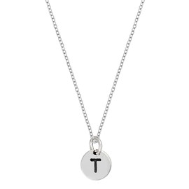 Silverly Women's .925 Sterling Silver Round Disc Initial Alphabet Charm Pendant Necklace, 46 cm